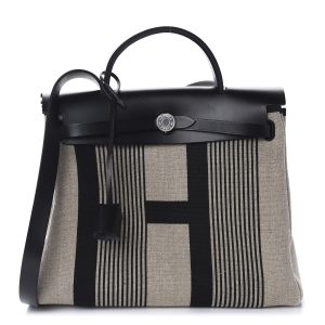 Herbag Zip in H Vibration canvas with black leather and large H motif