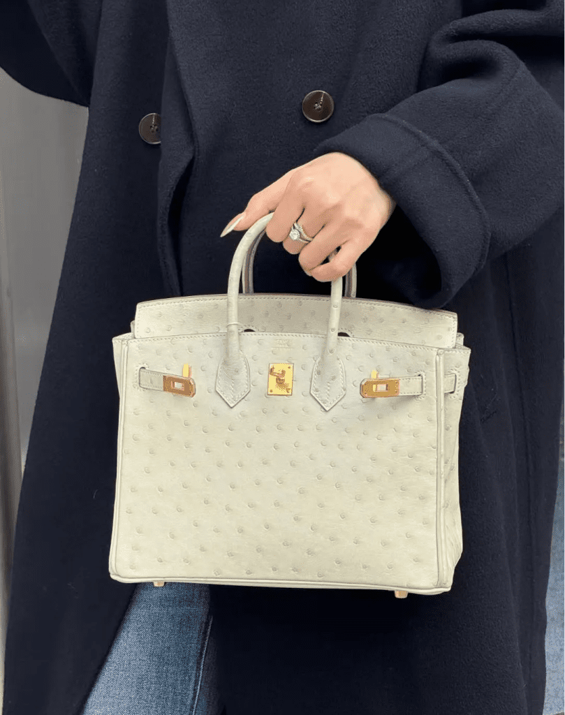 Hermes Birkin bag ostrich in Craie leather with gold hardware