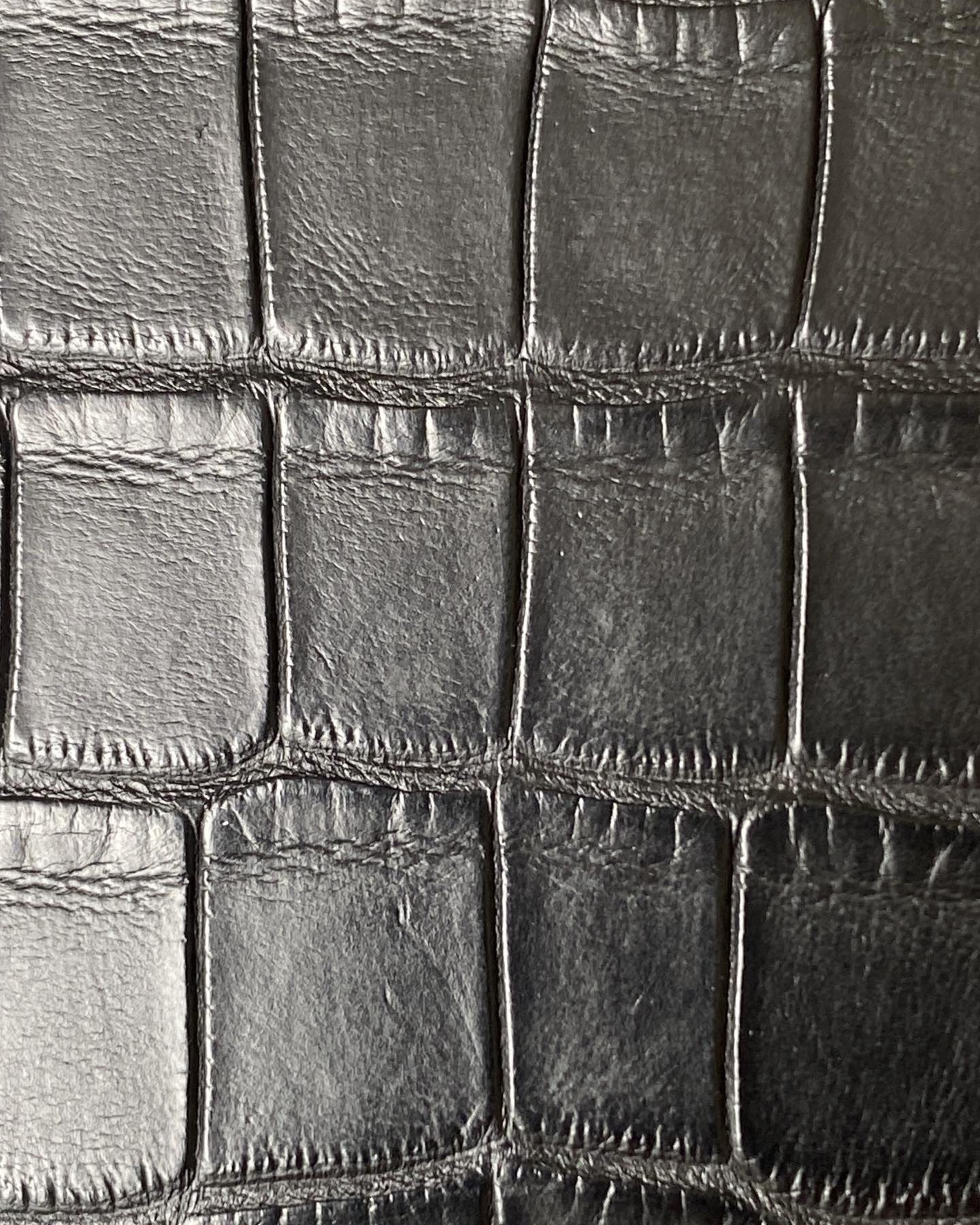 Macro shot of the matte alligator skin texture on a kelly pochette hermes